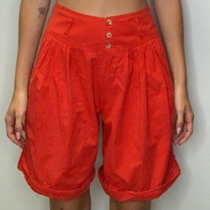 70s High-Waisted Cetro Republic Vintage Red Pleated Shorts